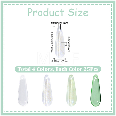 100Pcs 4 Colors Baking Paint Transparent Glass Pendants FIND-SC0023-48-1
