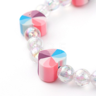 Handmade Polymer Clay Beads Stretch Bracelets for Kids BJEW-JB06325-03-1