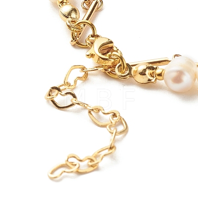 Natural Flower Amazonite & Pearl Beads Double Layered Bracelet X1-BJEW-TA00025-04-1