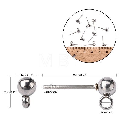 304 Stainless Steel Stud Earring Findings X-STAS-E026-3-1