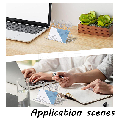4Pcs Flower Stainless Steel Desktop Business Card Holder AJEW-GO0004-80-1