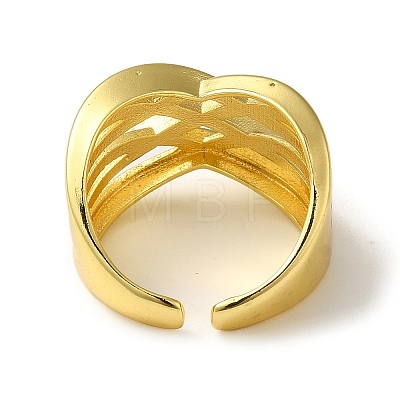 Criss Cross Rack Plating Brass Open Cuff Rings for Women RJEW-M162-10G-1