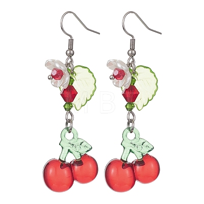 Glass & Acrylic Fruit Dangle Earrings EJEW-JE05288-1