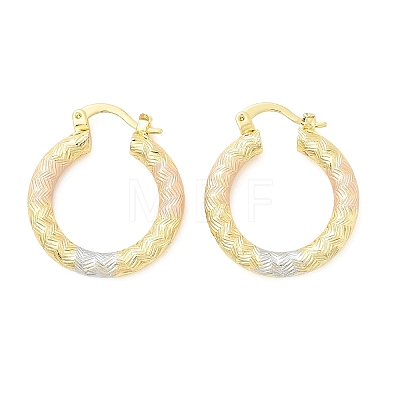 Brass Two Tone Hoop Earrings EJEW-B117-06C-M-1