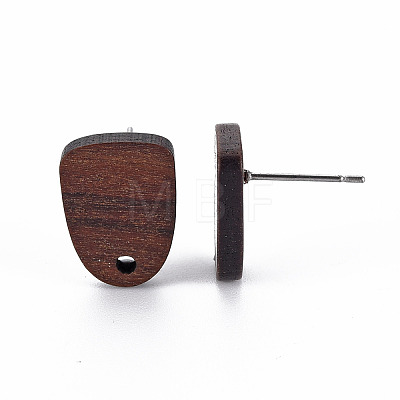 Walnut Wood Stud Earring Findings X-WOOD-S054-46-1