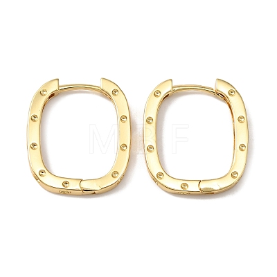 Brass Oval with Polka Dot Hoop Earrings for Woman EJEW-F314-02B-G-1