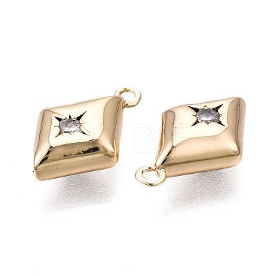 Brass Micro Pave Clear Cubic Zirconia Charms KK-Q764-003-1