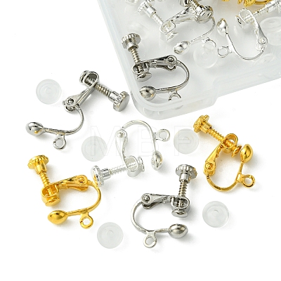 12Pcs 3 Colors Brass Screw On Clip-on Earring Findings KK-FS0001-29-1