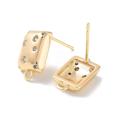 Brass Micro Pave Cubic Zirconia Stud Earring Findings KK-E107-22G-1
