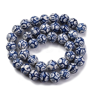 Handmade Blue and White Porcelain Beads Strands PORC-I027-03A-1