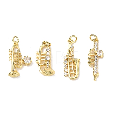 Brass Micro Pave Clear Cubic Zirconia Pendants KK-D289-01G-15-1