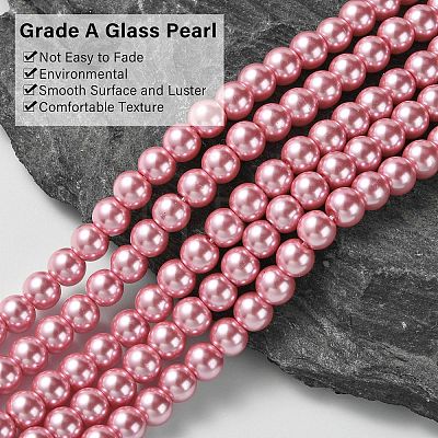 Eco-Friendly Dyed Glass Pearl Bead Strands HY-A008-6mm-RB109-1