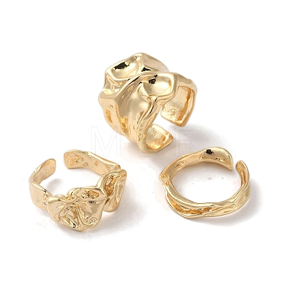 Irregular Alloy Open Cuff Rings Sets for Women RJEW-S412-06G-1