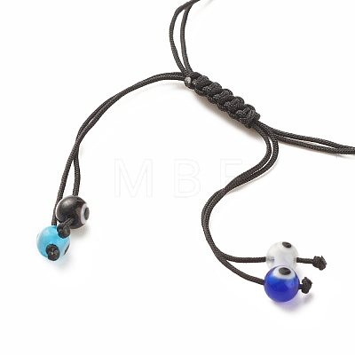 Acrylic & Alloy Shell Braided Bead Bracelet with Lampwork Evil Eye BJEW-JB08131-02-1