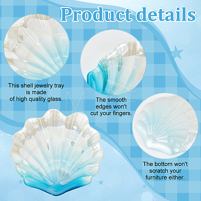 Shell Shape Glass Jewelry Plates DJEW-WH0058-10-1