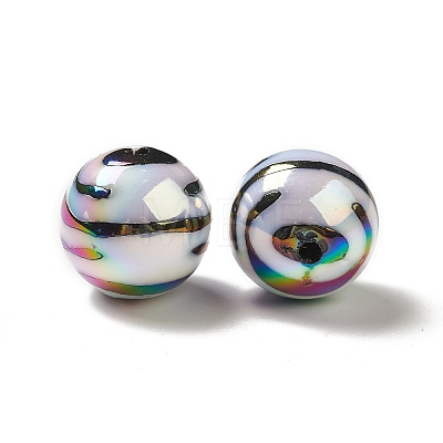 UV Plating Opaque Rainbow Iridescent Acrylic Beads PACR-D069-01-1