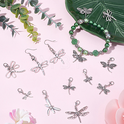 40Pcs 10 Styles Alloy Dragonfly Pendant Decorations HJEW-BM00039-1