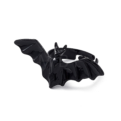 Halloween Themed Alloy Bat Adjustable Ring for Woman RJEW-L105-01-1