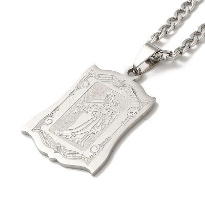 Rectangle with Virgin Mary
 Pendant Necklaces NJEW-C043-01P-1