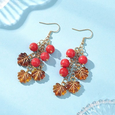 Synthetic Turquoise & Acrylic Dangle Earrings EJEW-JE06836-1