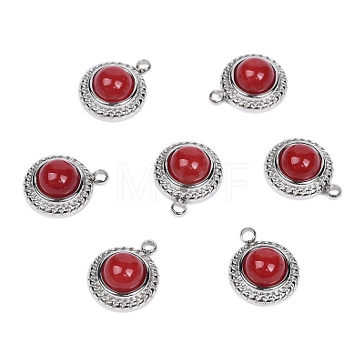 Natural Red Jasper Half Round Charms STAS-L022-399P-06-1