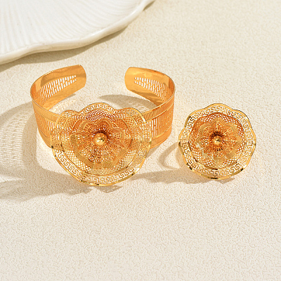Luxury Iron Bridal 3D Flower Bangles & Rings for Women HI9521-1