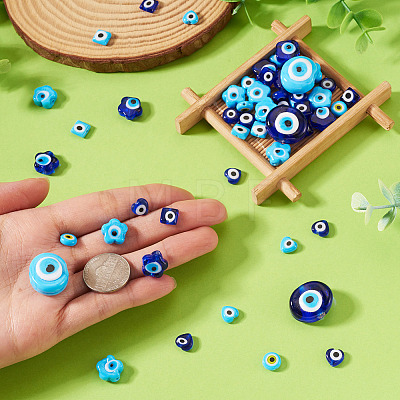 68Pcs 10 Styles Handmade Evil Eye Lampwork Beads LAMP-TA0002-71-1