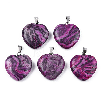 Natural Map Stone Pendants G-N0325-18F-1