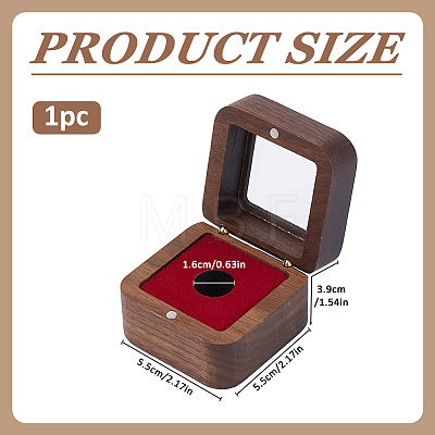 Black Walnut Wood Badge Packing Magnetic Boxes with Acrylic Visible Window Lid CON-WH0095-239B-02-1