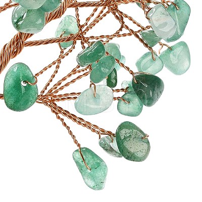 Natural Green Aventurine Chips Tree of Life Decorations DJEW-C016-02N-1