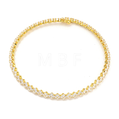 Rack Plating Brass Pave Clear Cubic Zirconia Choker Necklaces NJEW-A031-01G-1