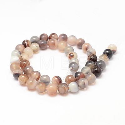 Natural Striped Agate/Banded Agate Bead Strands G-K155-A-8mm-13-1