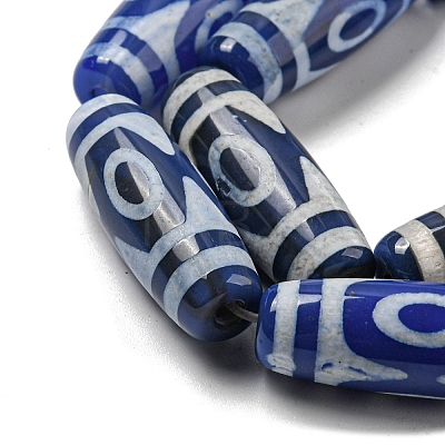 Blue Tibetan Style dZi Beads Strands TDZI-NH0001-B14-01-1