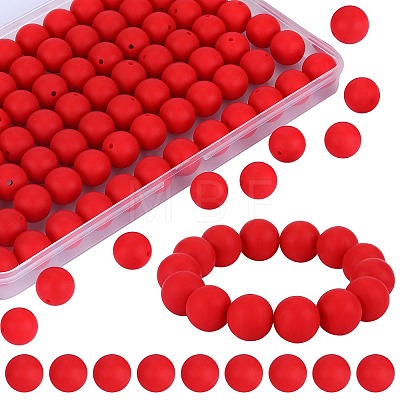 80Pcs Round Silicone Focal Beads SIL-SZ0001-24-14-1