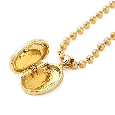 Real 18K Gold Plated Brass Pave Shell Ball Chain Locket Pendant Necklaces for Women NJEW-K381-02B-G-1