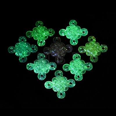 UV Plated Iridescent & Luminous Transparent Acrylic Beads OACR-G033-06G-1