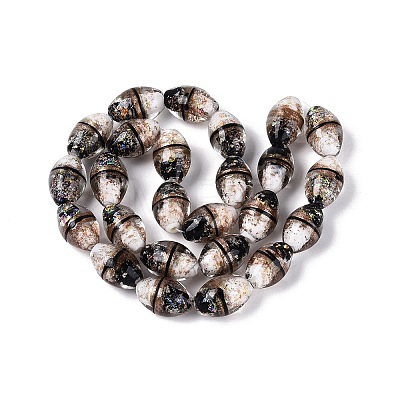 Two Tone Color Handmade Foil Glass Beads FOIL-Q001-01H-1