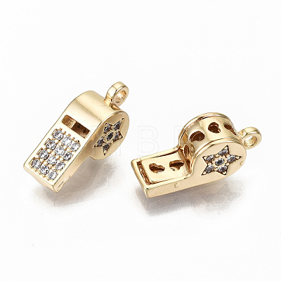 Brass Micro Pave Clear Cubic Zirconia Charms KK-S356-172G-NF-1