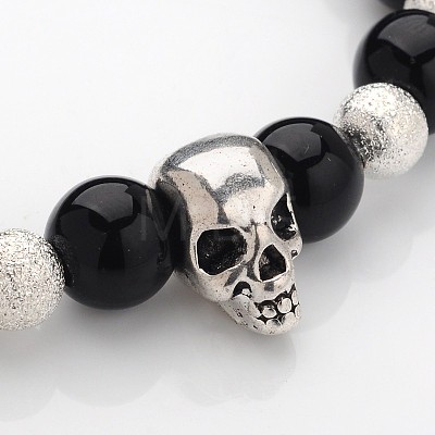 Unique Design Skull Gemstone Beaded Stretch Bracelets BJEW-JB01847-06-1