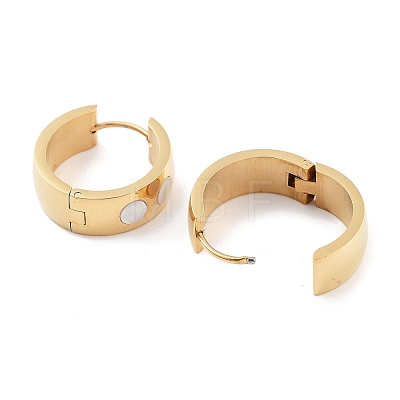 Ion Plating(IP) 304 Stainless Steel & Natural Shell Huggie Hoop Earrings for Women EJEW-C096-26A-G-1