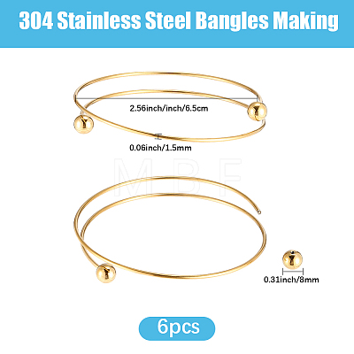 6Pcs 304 Stainless Steel Cuff Bangles Making MAK-BBC0001-21G-1