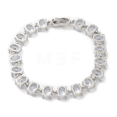 Clear Cubic Zirconia Tennis Bracelet BJEW-M296-01P-1