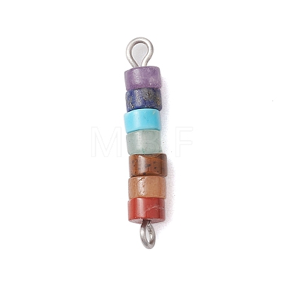 7 Chakra Mixed Gemstone Disc Beaded Connector Charms PALLOY-JF02744-01-1