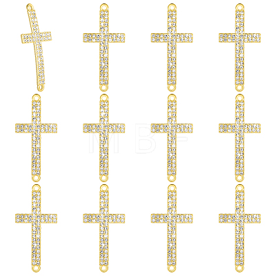 12Pcs Religion Alloy Crystal Rhinestone Connector Charms FIND-PH0038-15G-1