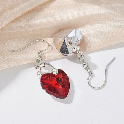 Heart Glass Dangle Earrings EJEW-JE01737-1