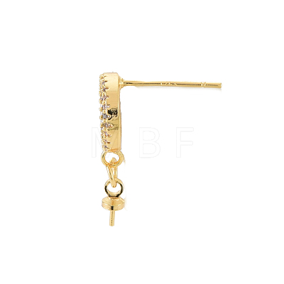 Brass Micro Pave Clear Cubic Zirconia Stud Earring Findings KK-N233-124-NF-1