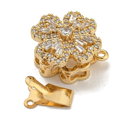 Brass Micro Pave Cubic Zirconia Box Clasps KK-U037-34G-1