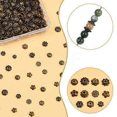 480Pcs 12 Styles Alloy & Brass Bead Cap Sets TIBE-SP0001-20-1