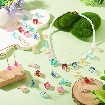 32Pcs 8 Style Glass Pendants PALLOY-TAC0300-1
