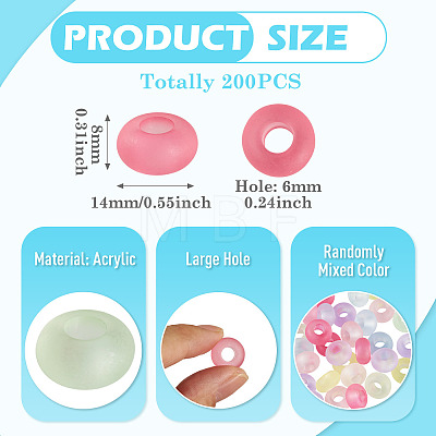 200Pcs Frosted Acrylic Beads FACR-TA0001-12-1